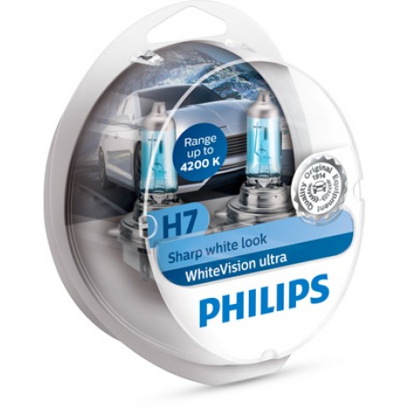 Becuri auto H7 55W 12V Philips white vision ultra