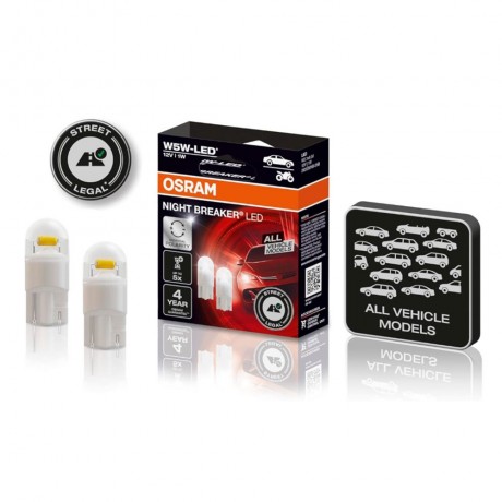Set doua becuri led W5W alb Osram Night Breaker omologate RAR