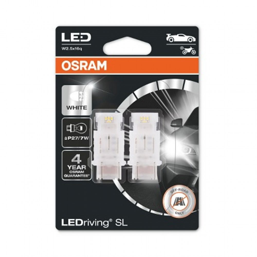 Set 2 becuri cu led 12V PY27/7W alb Osram