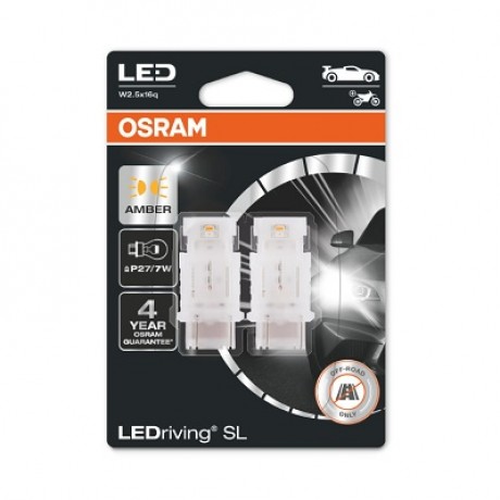 Set 2 becuri cu led 12V PY27/7W portocaliu Osram