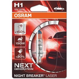 Bec auto cu halogen H1 12V 55W Osram Night Breaker Laser Next Gen +150% 64150NL-01B 