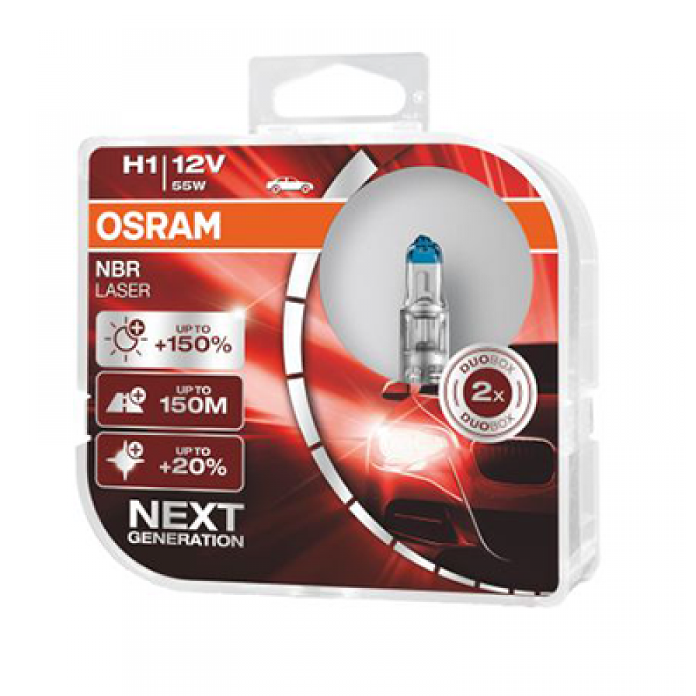 Set 2 becuri auto halogen H1 12V 55W Osram +150%