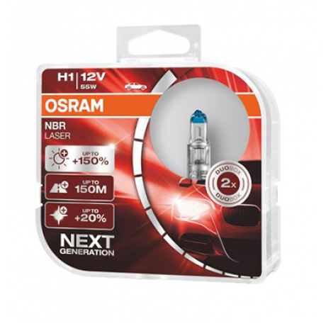 Set 2 becuri auto halogen H1 12V 55W Osram +150%