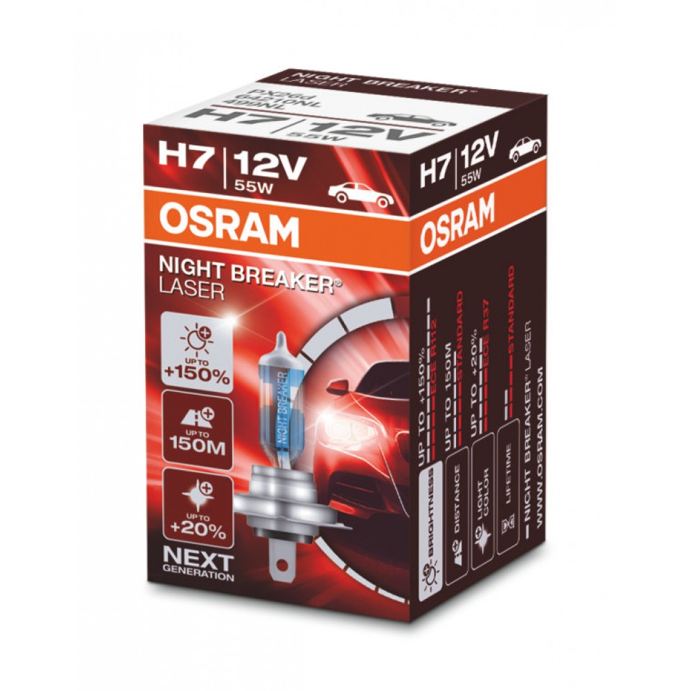 Bec auto cu halogen 12V H7 55W Osram Night Breaker Laser +150% 64210NL