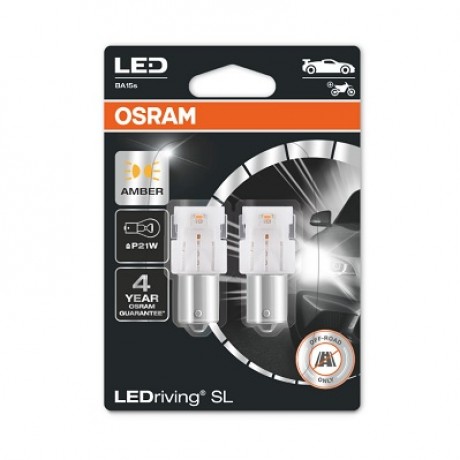 Set 2 becuri cu led 12V P21W portocaliu Osram