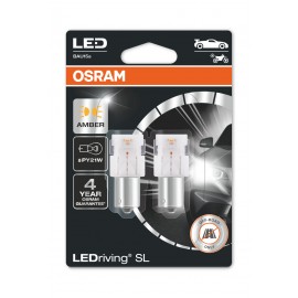 Set 2 becuri cu led 12V PY21W portocaliu Osram 