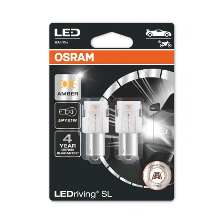Set 2 becuri cu led 12V PY21W portocaliu Osram