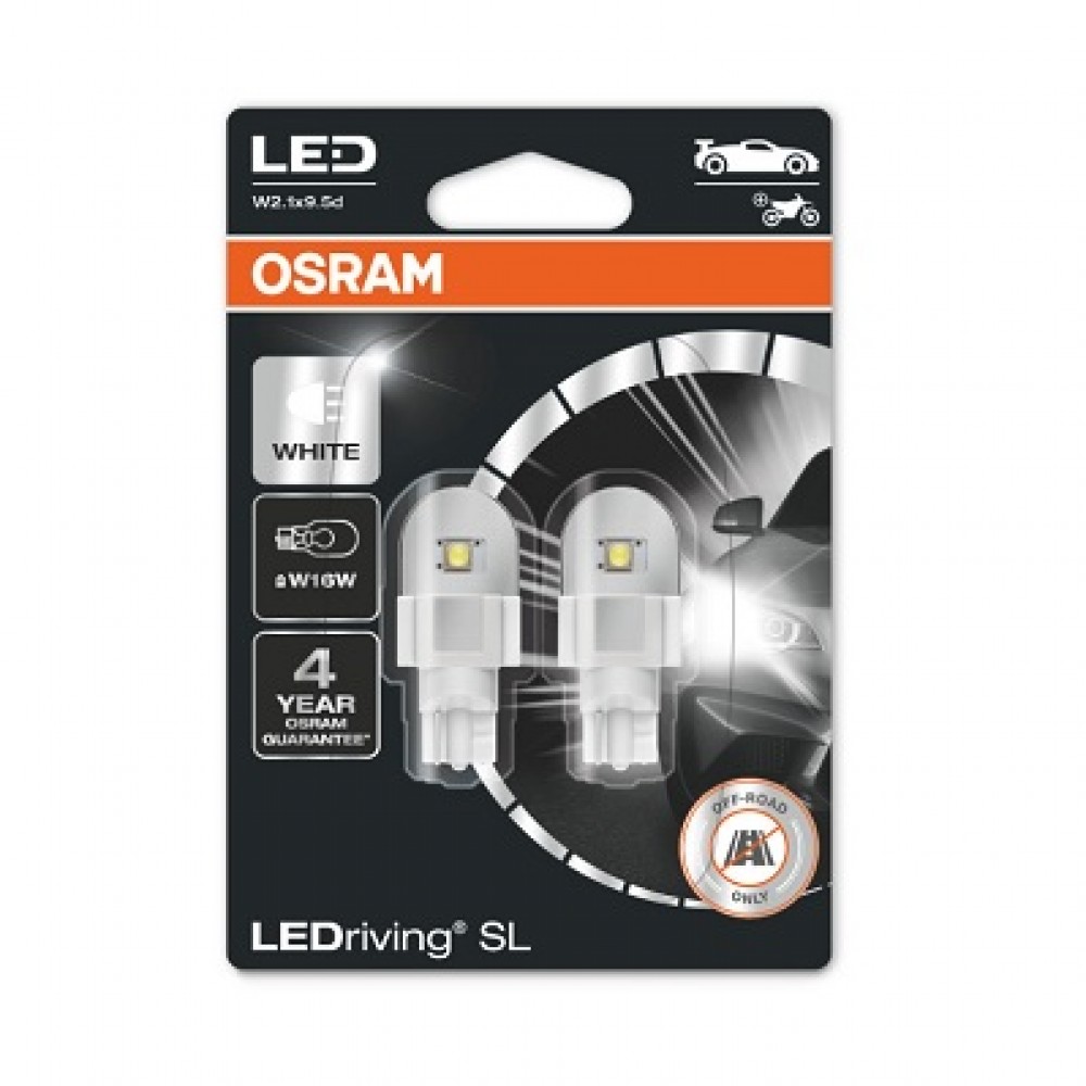 Set 2 becuri cu led 12V W16W alb Osram