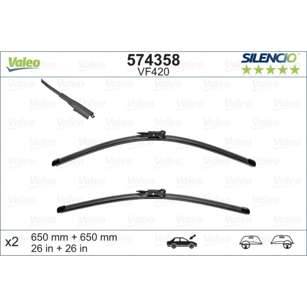 Set stergatoare de parbriz 650-650mm Valeo Silencio VF420 Seat Leon