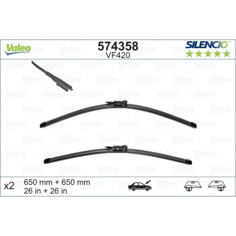 Set stergatoare de parbriz 650-650mm Valeo Silencio VF420 Seat Leon