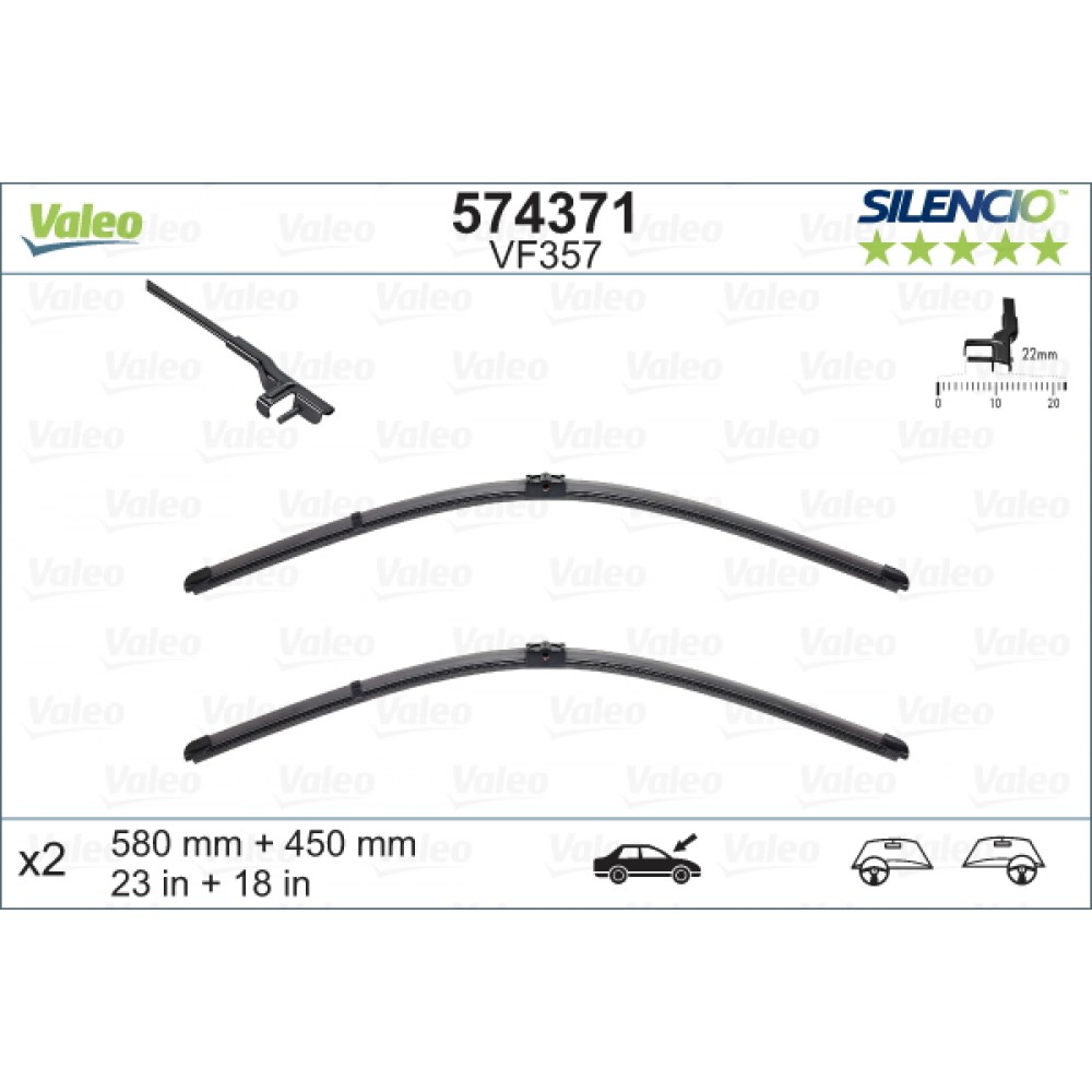 Set stergatoare de parbriz 580-450mm Valeo Silencio VF357 Alfa Romeo 159 Brera Spider