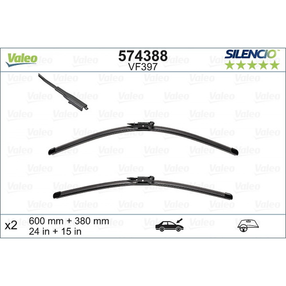 Set stergatoare parbriz 650/380mm Valeo Silencio VF397 Hyundai Bayon