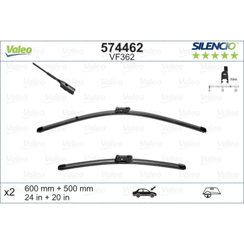 Set stergatoare de parbriz 600/500mm Valeo Silencio VF362 Audi A4 A5 Porsche Macan