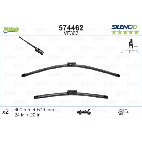 Set stergatoare de parbriz 600/500mm Valeo Silencio VF362 Audi A4 A5 Porsche Macan