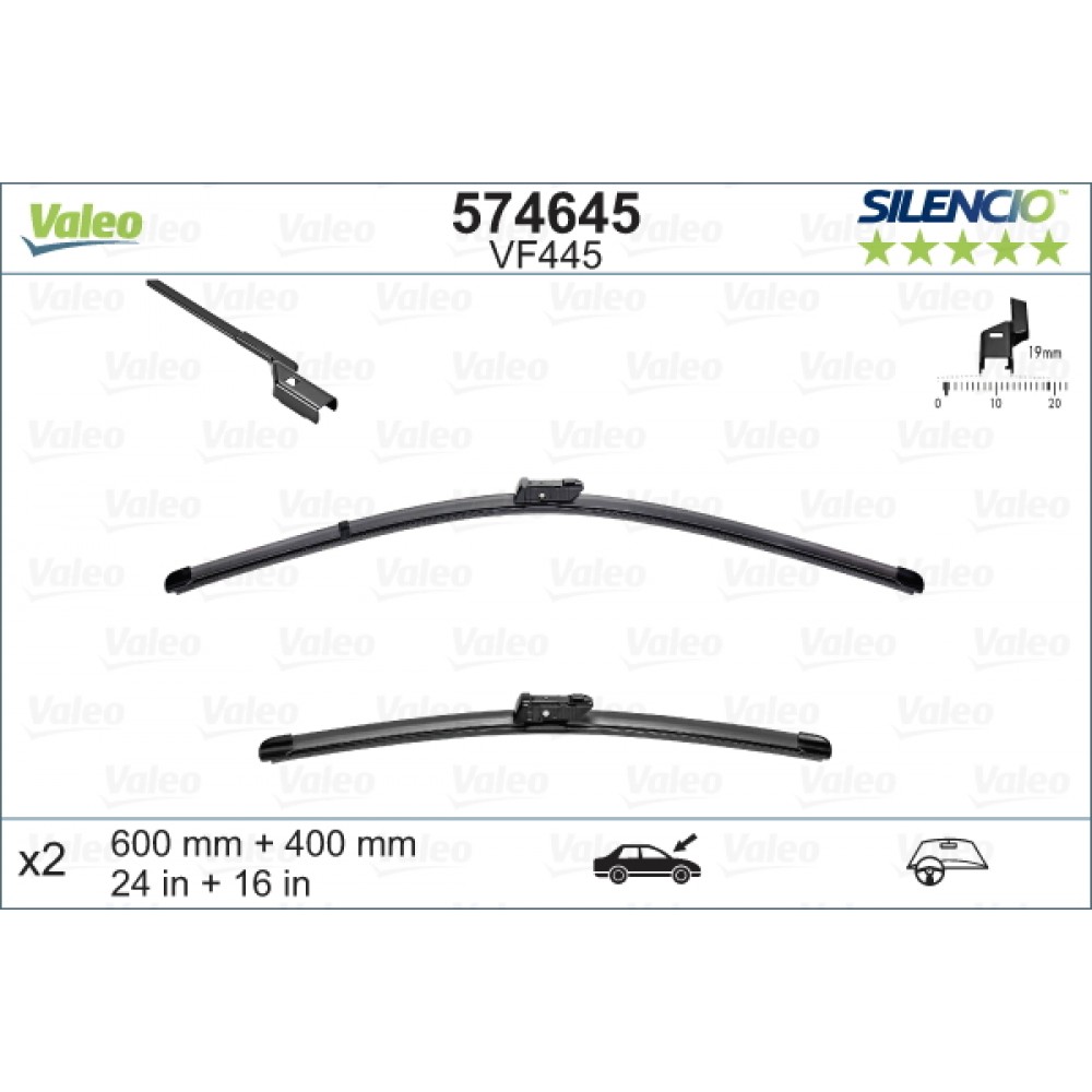 Set stergatoare de parbriz 600-400mm Valeo Silencio VF445 Citroen C4 Opel Mokka