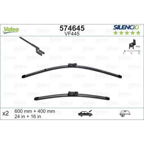 Set stergatoare de parbriz 600-400mm Valeo Silencio VF445 Citroen C4 Opel Mokka