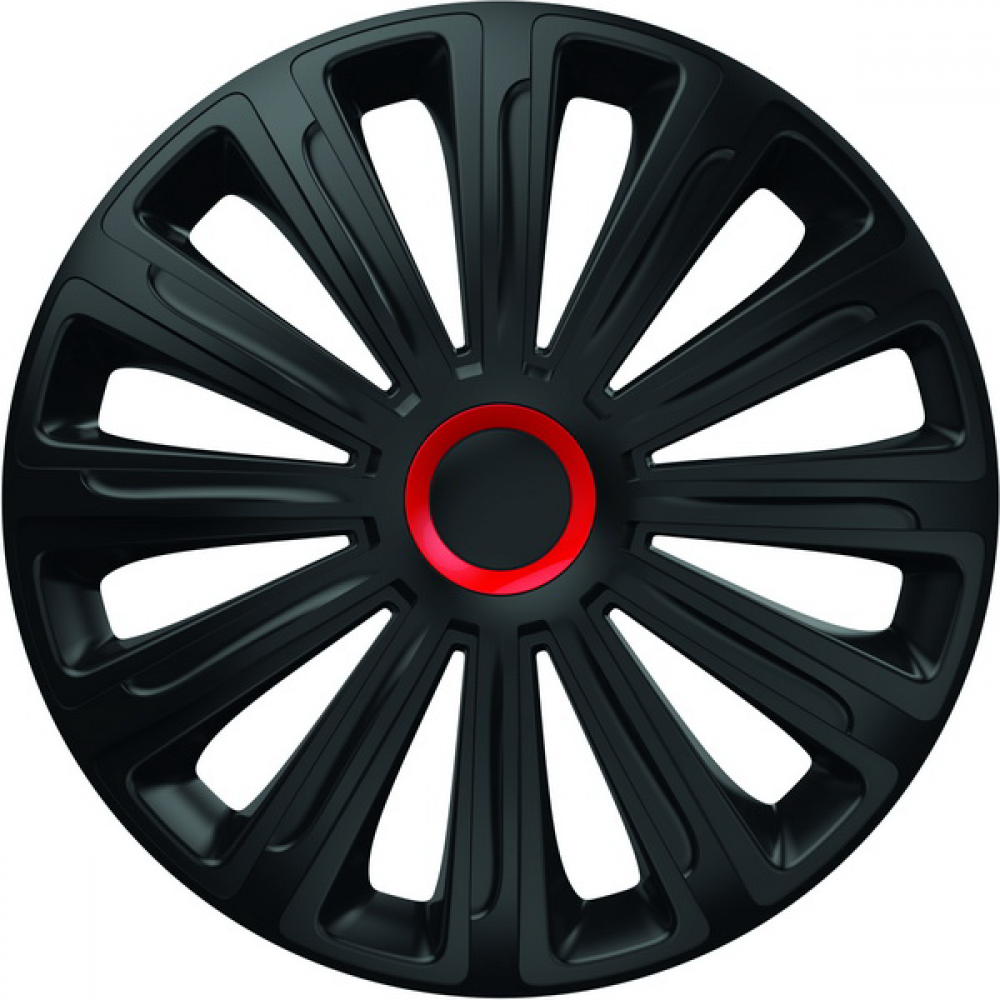 Capace roti de 14 inch Mega Drive negre cu inel rosu Trend set 4 bucati