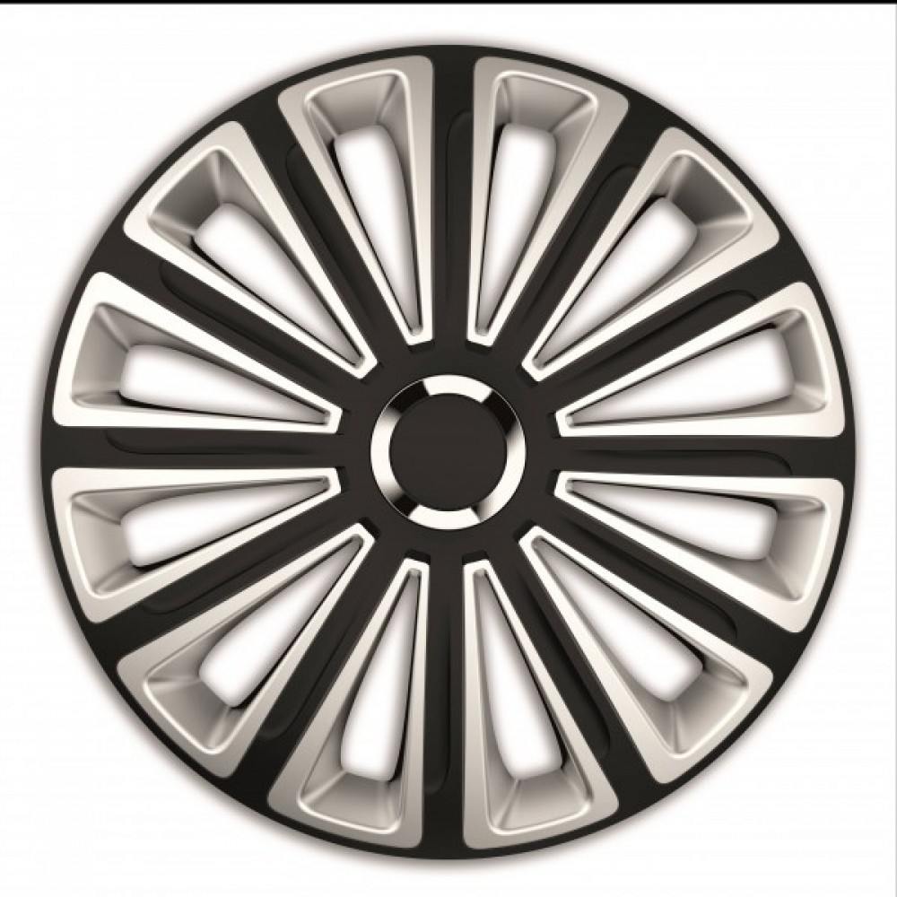 Capace roti de 16 inch Mega Drive Silver & Black cu inel cromat Trend set 4 bucati