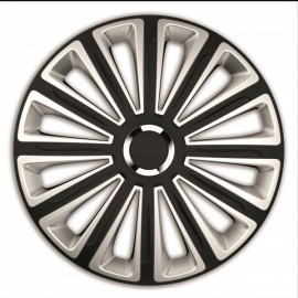 Capace roti de 16 inch Mega Drive Silver & Black cu inel cromat Trend set 4 bucati 
