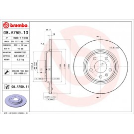 Discuri de frana punte spate Brembo Audi A4 B8 08.A759.11 