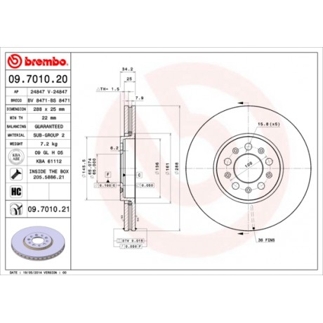 Discuri de frana punte fata Brembo VW Golf IV 09.7010.21