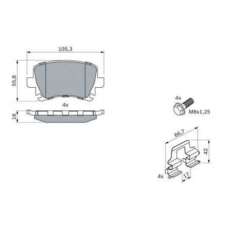 Set placute frana punte spate Bosch VW Passat B6 0986494595