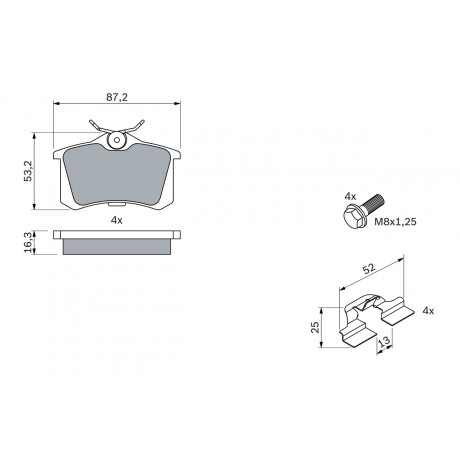Set placute frana punte spate Bosch VW Golf 4 0986494596