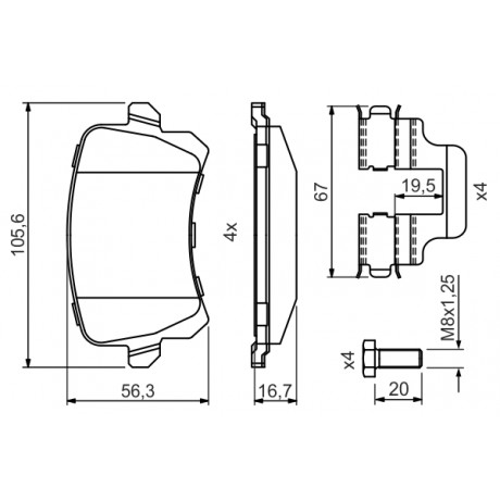 Set placute frana punte spate Bosch VW Passat B6 0986494731