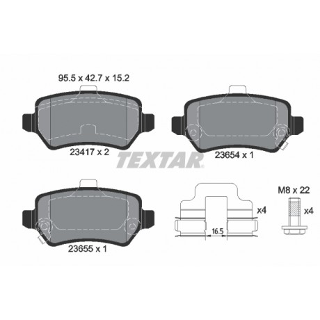 Set placute frana punte spate Textar Opel Astra H 2341703