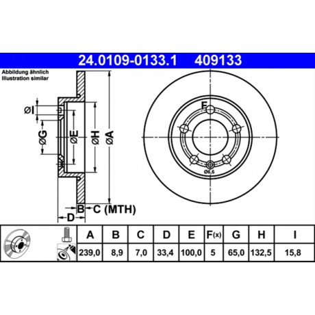 Discuri de frana punte spate ATE VW Golf IV 24.0109-0133.1