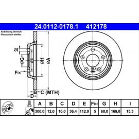 Discuri de frana punte spate ATE Audi A4 B8 24.0112-0178.1 