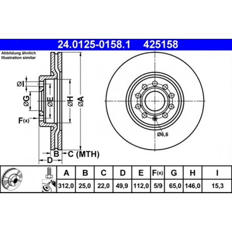 Discuri de frana punte fata ATE VW Passat B6 24.0125-0158.1