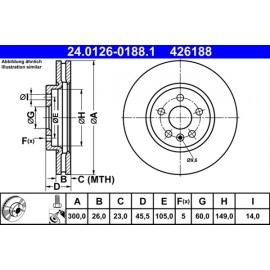 Set doua discuri frana fata ATE Opel Astra K 24.0126-0188.1 