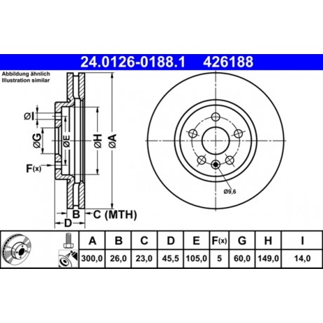 Set doua discuri frana fata ATE Opel Astra K 24.0126-0188.1