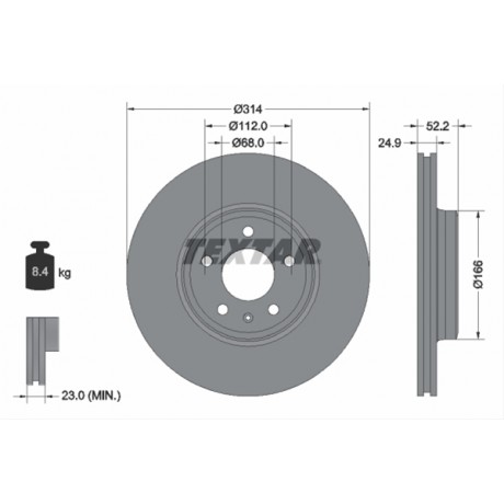 Discuri de frana punte fata Textar Audi A4 B8 92159905