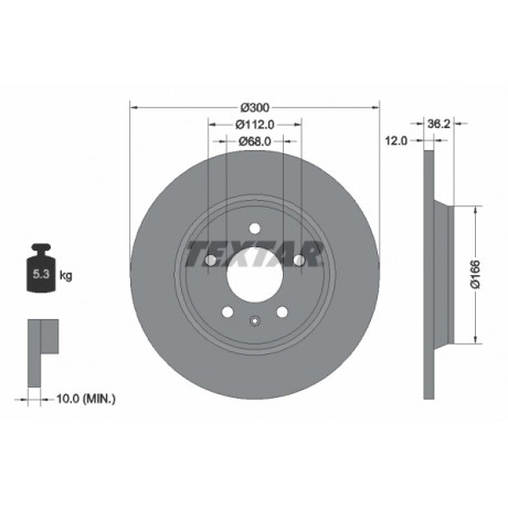 Discuri de frana punte spate Textar Audi A4 B8 92160103