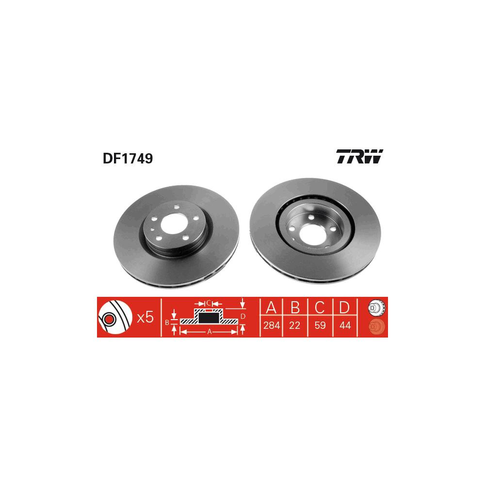 Set doua discuri frana fata TRW Fiat Tipo DF1749