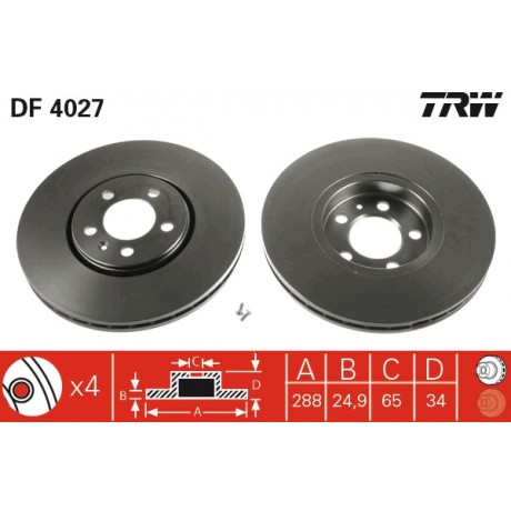 Discuri de frana punte fata TRW VW Golf IV DF4027