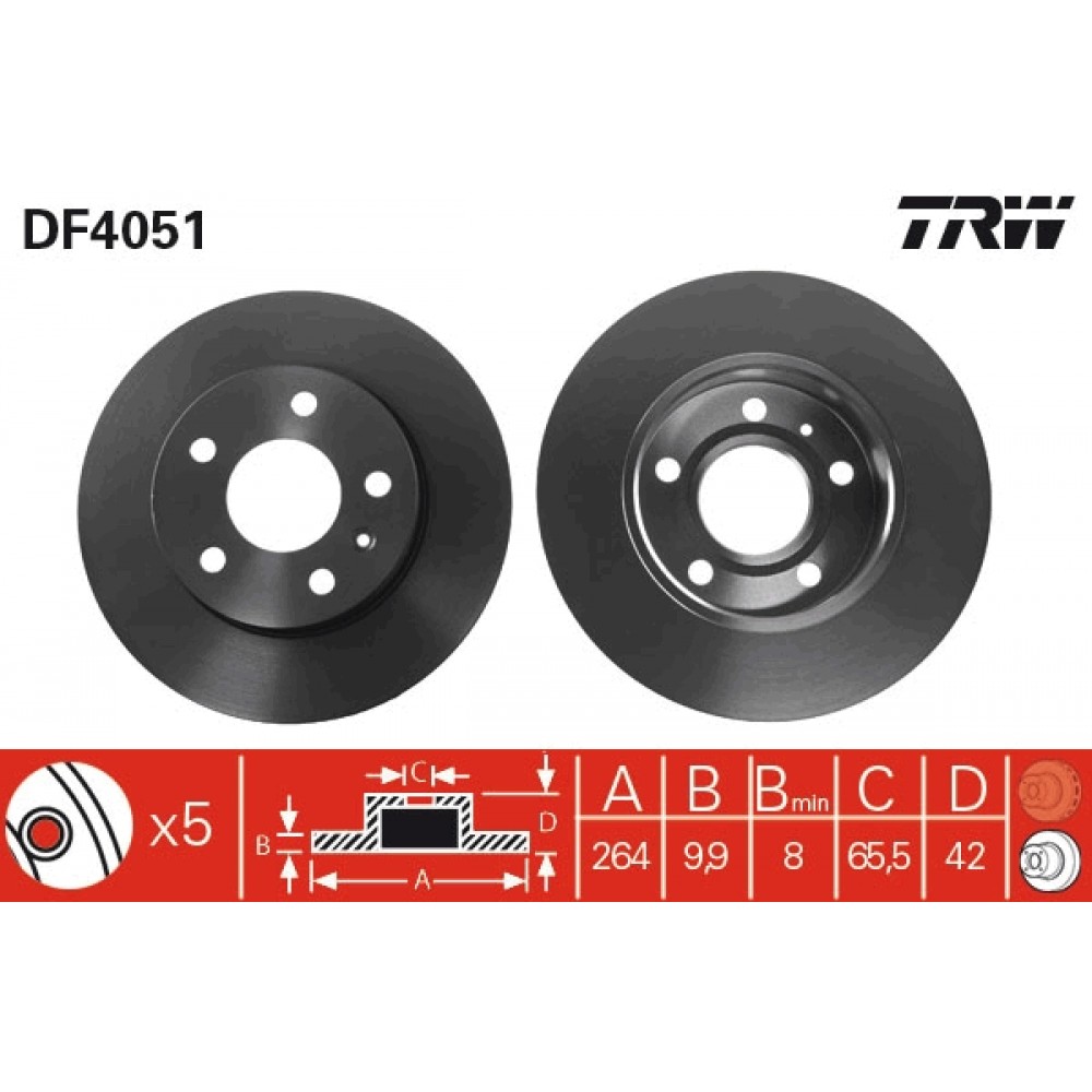 Discuri de frana punte spate TRW Opel Astra H DF4051