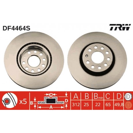 Discuri de frana punte fata TRW VW Passat B6 DF4464S
