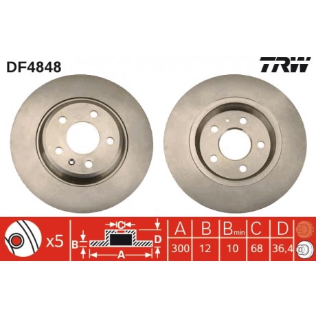 Discuri de frana punte spate TRW Audi A4 B8 DF4848