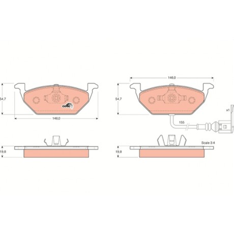 Set placute frana punte fata TRW VW Golf 4 GDB1386
