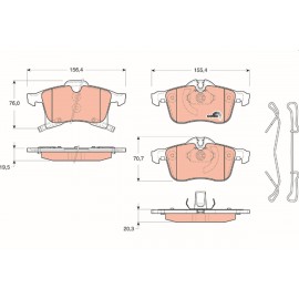 Set placute frana punte fata TRW Opel Astra H GDB1668 