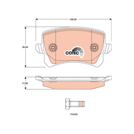 Set placute frana punte spate TRW VW Passat B6 GDB1763