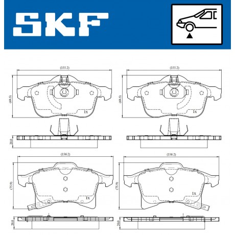 Set placute frana punte fata SKF Opel Astra H VKBP 80043 A