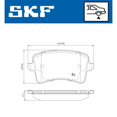 Set placute frana punte spate SKF Audi A4 B8 VKBP 90052