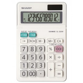 Calculator de birou dual power cu ecran rabatabil si 12 digits SHARP EL-320W culoare alb 