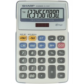 Calculator de birou cu 10 digiti si dual power SHARP EL-334FB gri 
