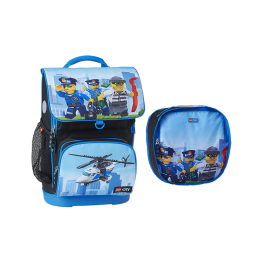 Ghiozdan pentru scoala cu sac sport Lego Core Line Maxi City Police Chopper 