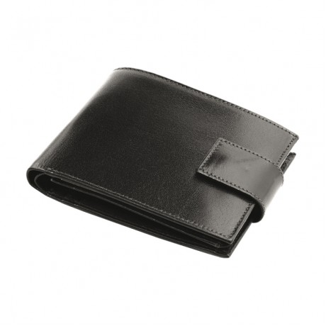Portofel din piele negru cu capsa 12.5x9.5cm
